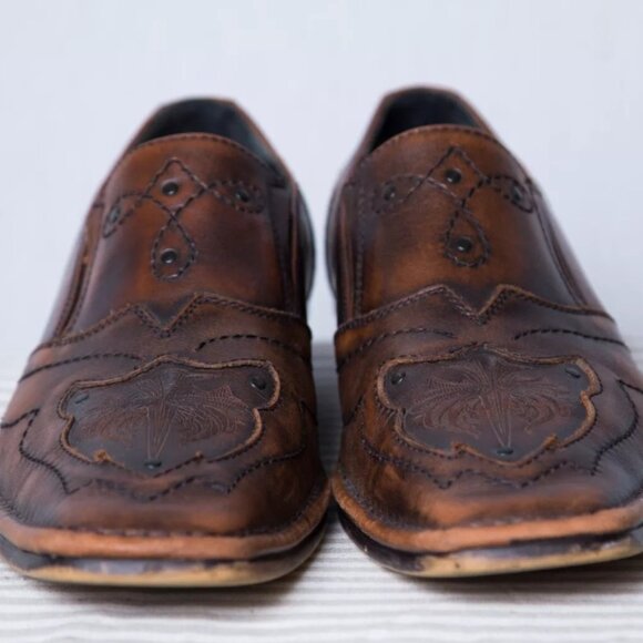 Men\'s Lounge By Mark Nason Studded U Rock Slip On Loafers Brown Shoes Sz 9 main image 9